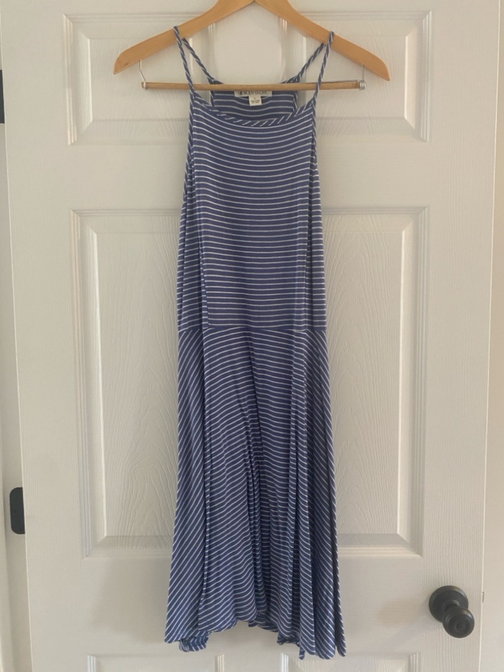 Striped Blue & White Sleeveless Midi Summer Dress